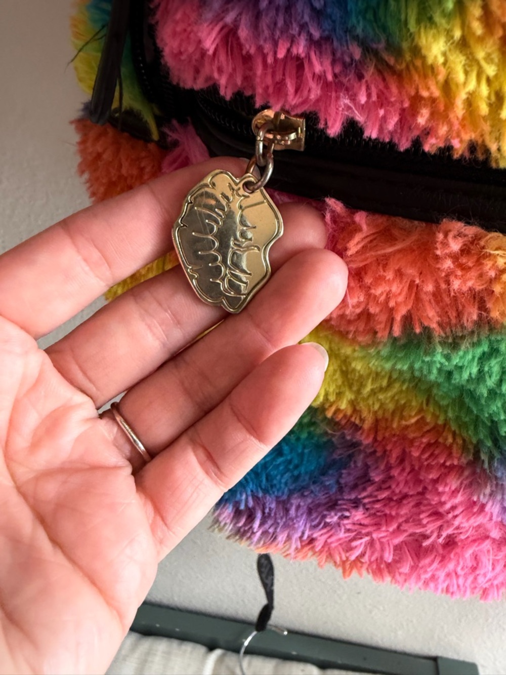 Betsey Johnson Unicorn Rainbow Faux Fur Backpack Rare 15” X 15” - Picture 6 of 11